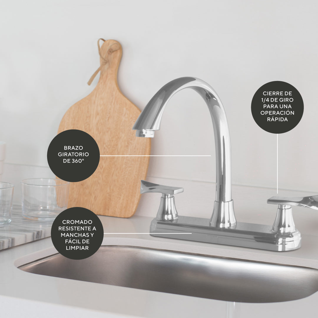 Mezcladora para fregadero 8” Pristina