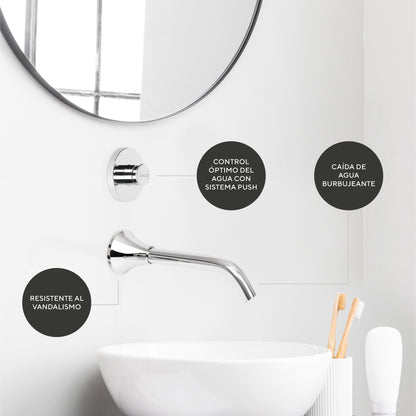 Llave temporizadora para lavabo con brazo