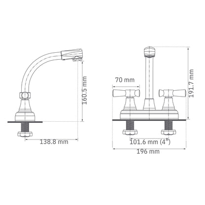Mezcladora para lavabo 4” Toscana  Bar