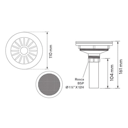 Canastilla 4" para Fregadero con filtro de malla